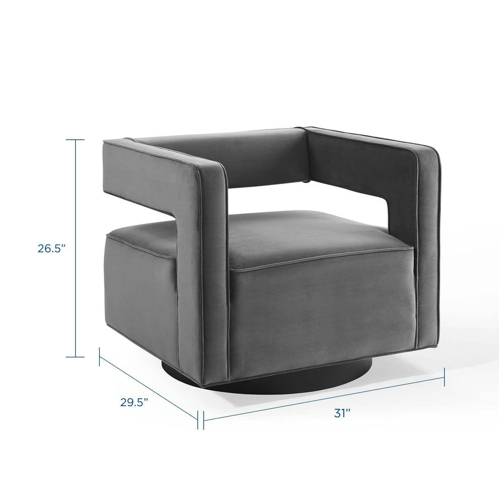 Modway Booth Performance Velvet Swivel Armchair - EEI-3948 | Armchairs | Modishstore - 10