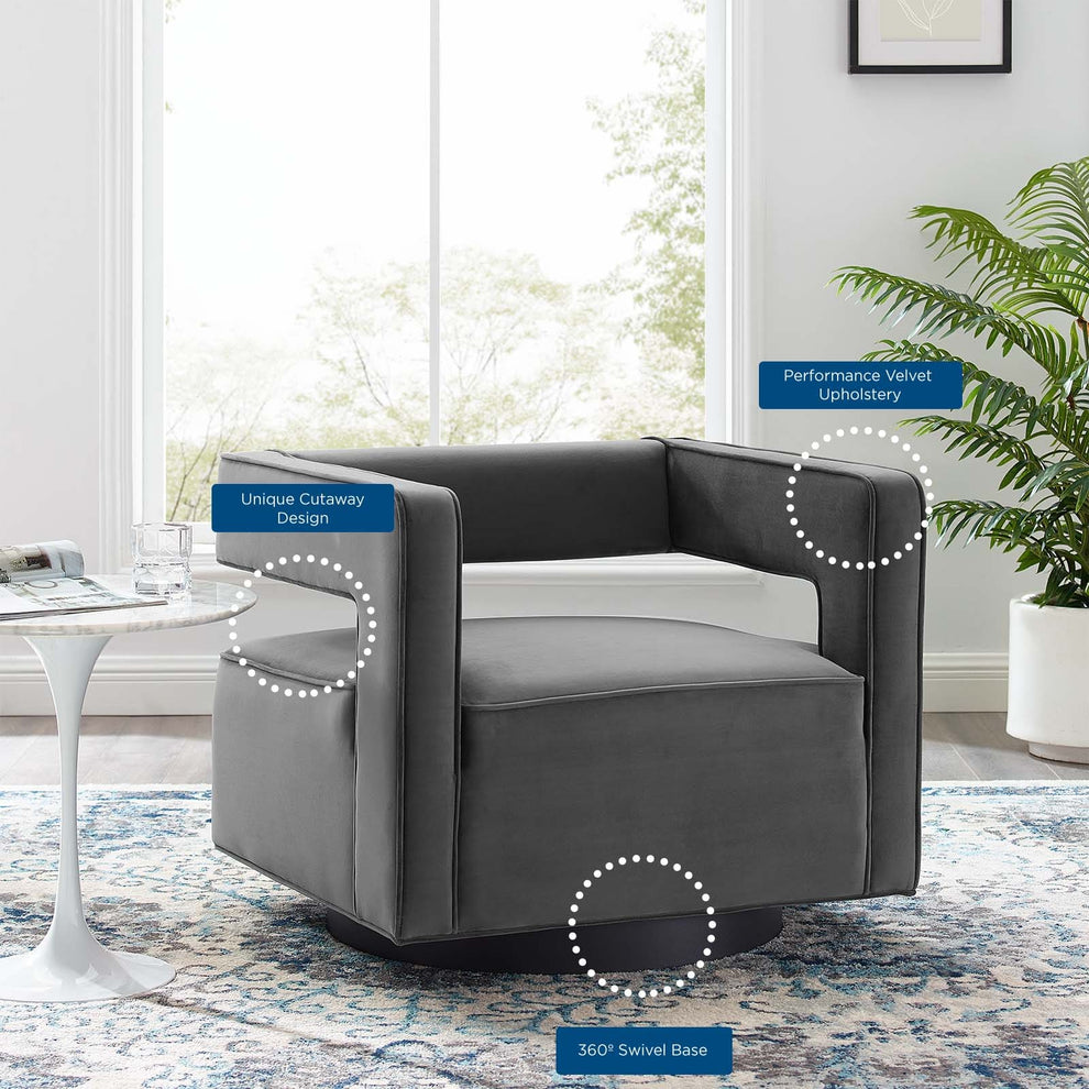 Modway Booth Performance Velvet Swivel Armchair - EEI-3948 | Armchairs | Modishstore - 16