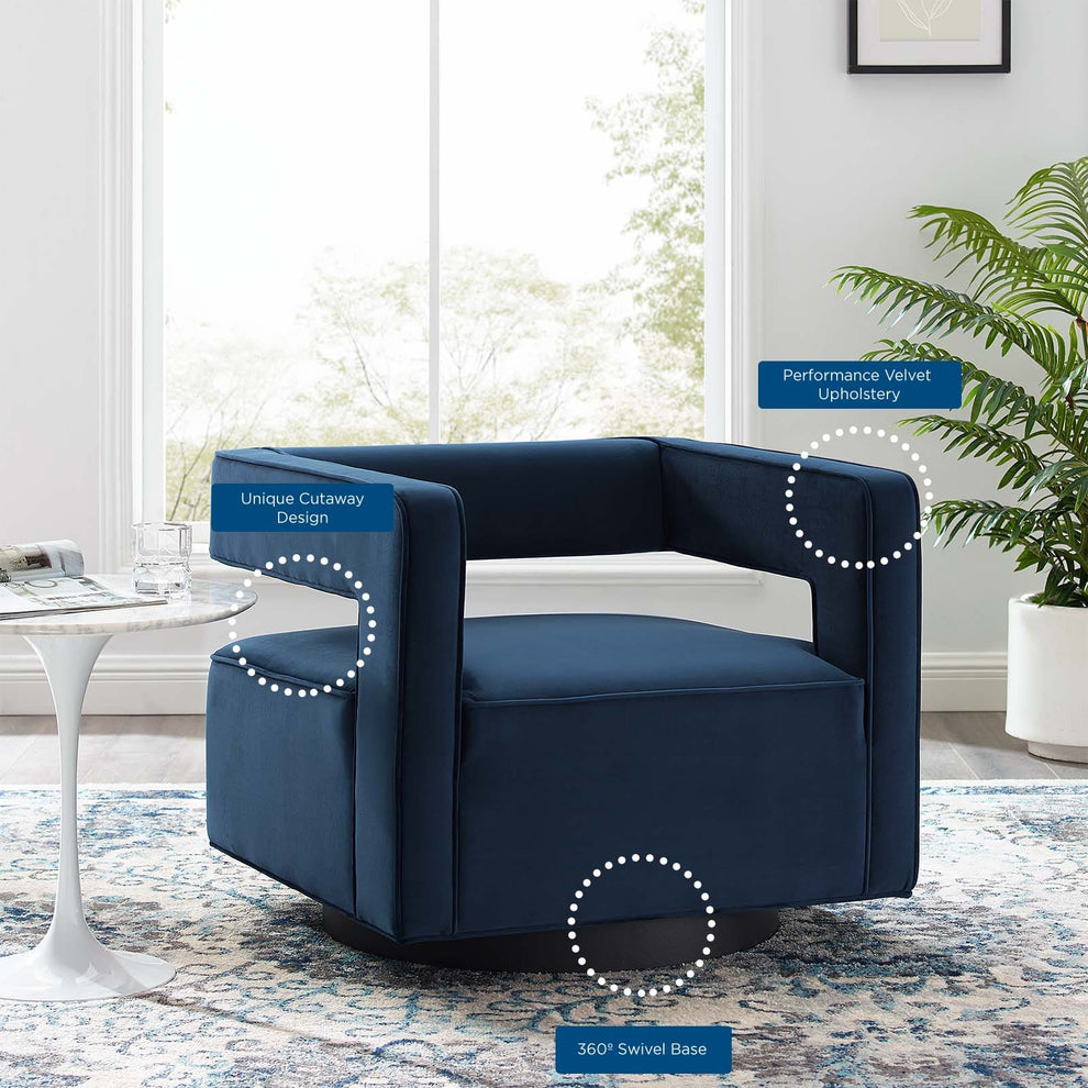 Modway Booth Performance Velvet Swivel Armchair - EEI-3948 | Armchairs | Modishstore - 24