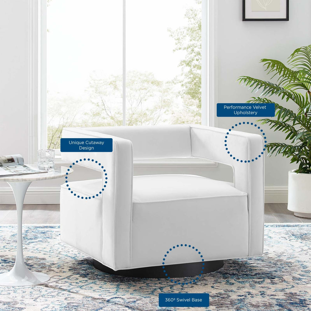 Modway Booth Performance Velvet Swivel Armchair - EEI-3948 | Armchairs | Modishstore - 32