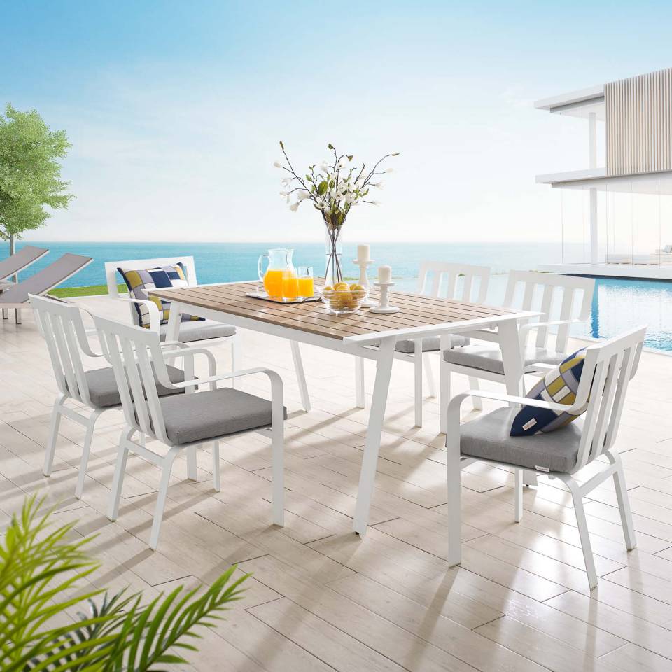 Modway Baxley 7 Piece Outdoor Patio Aluminum Dining Set - EEI-3965 | Outdoor Dining Sets | Modishstore - 1