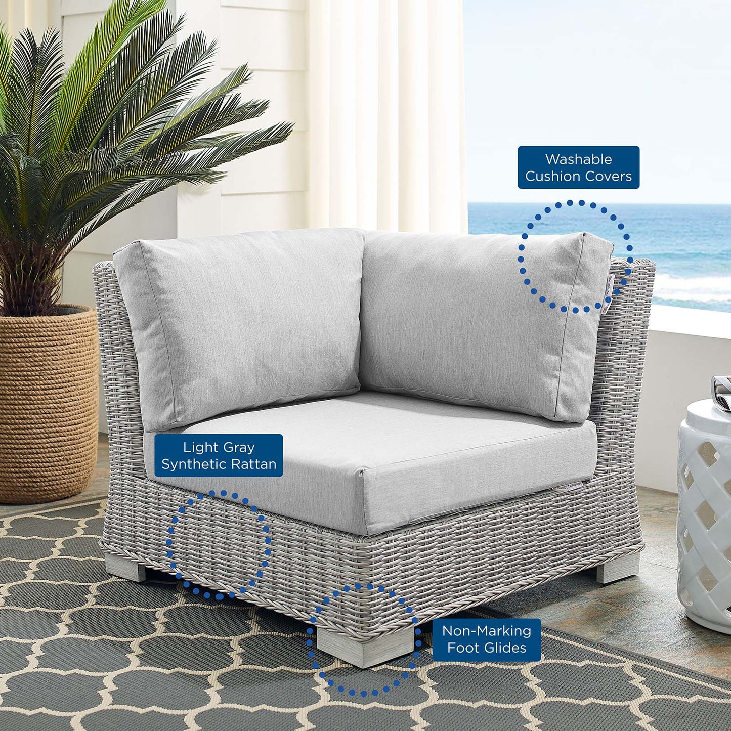 Modway Conway Sunbrella® Outdoor Patio Wicker Rattan Corner Chair | Outdoor Sofas, Loveseats & Sectionals | Modishstore