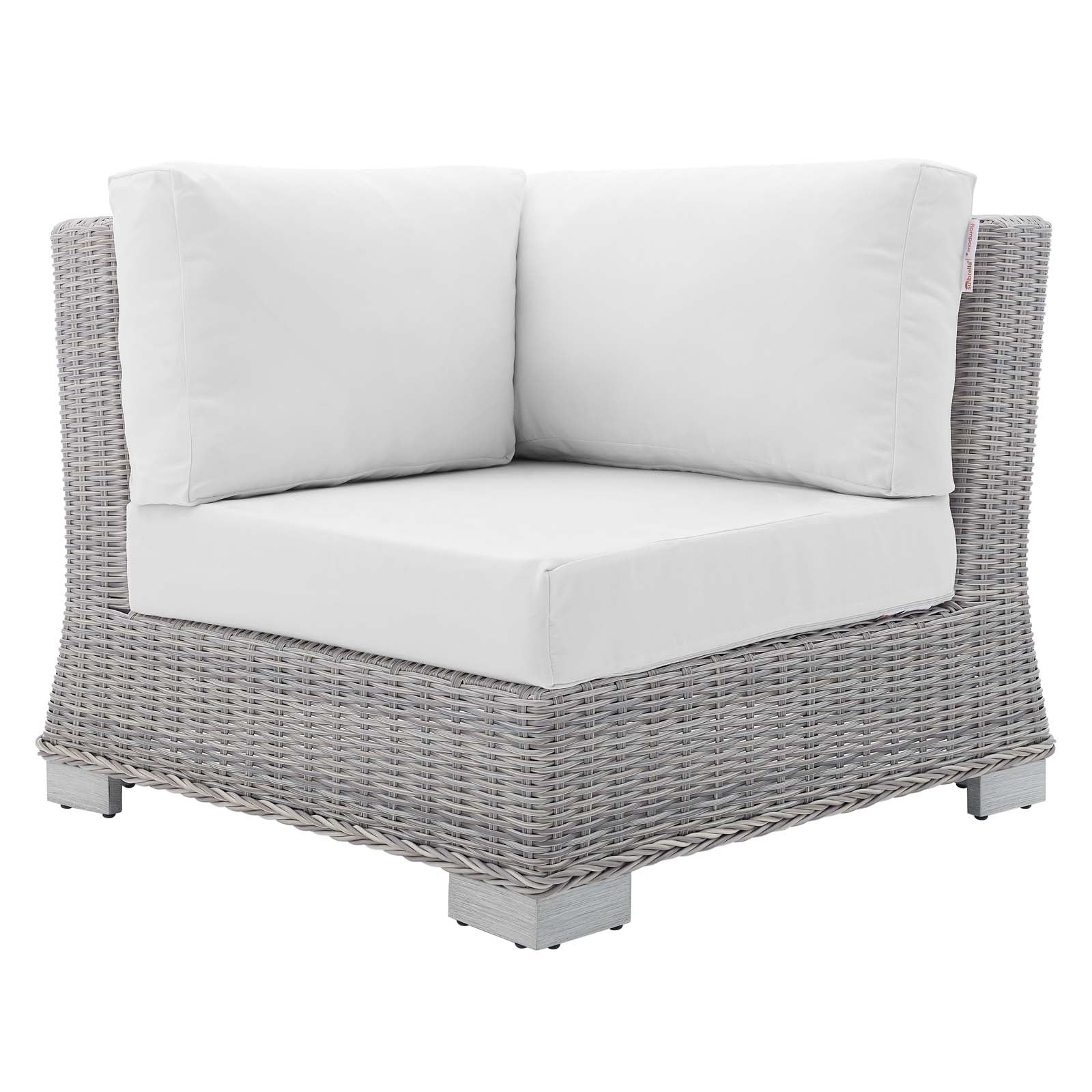 Conway Sunbrella Outdoor Patio Wicker Rattan Corner Chair - Thumbnail 2