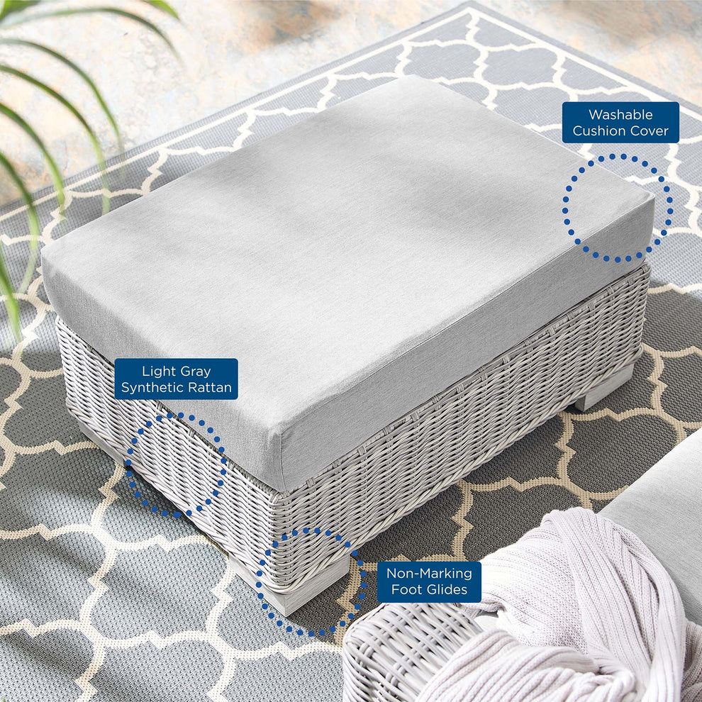 Modway Conway Sunbrella® Outdoor Patio Wicker Rattan Ottoman - EEI-3971 | Outdoor Ottomans | Modishstore - 8