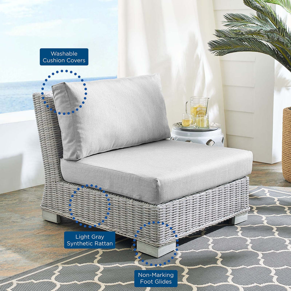 Modway Conway Sunbrella® Outdoor Patio Wicker Rattan Armless Chair - EEI-3980 | Outdoor Sofas, Loveseats & Sectionals | Modishstore - 8
