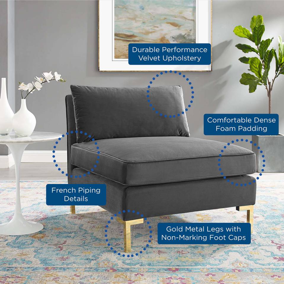 Modway Ardent Performance Velvet Armless Chair - EEI-3986 | Lounge Chairs | Modishstore - 7