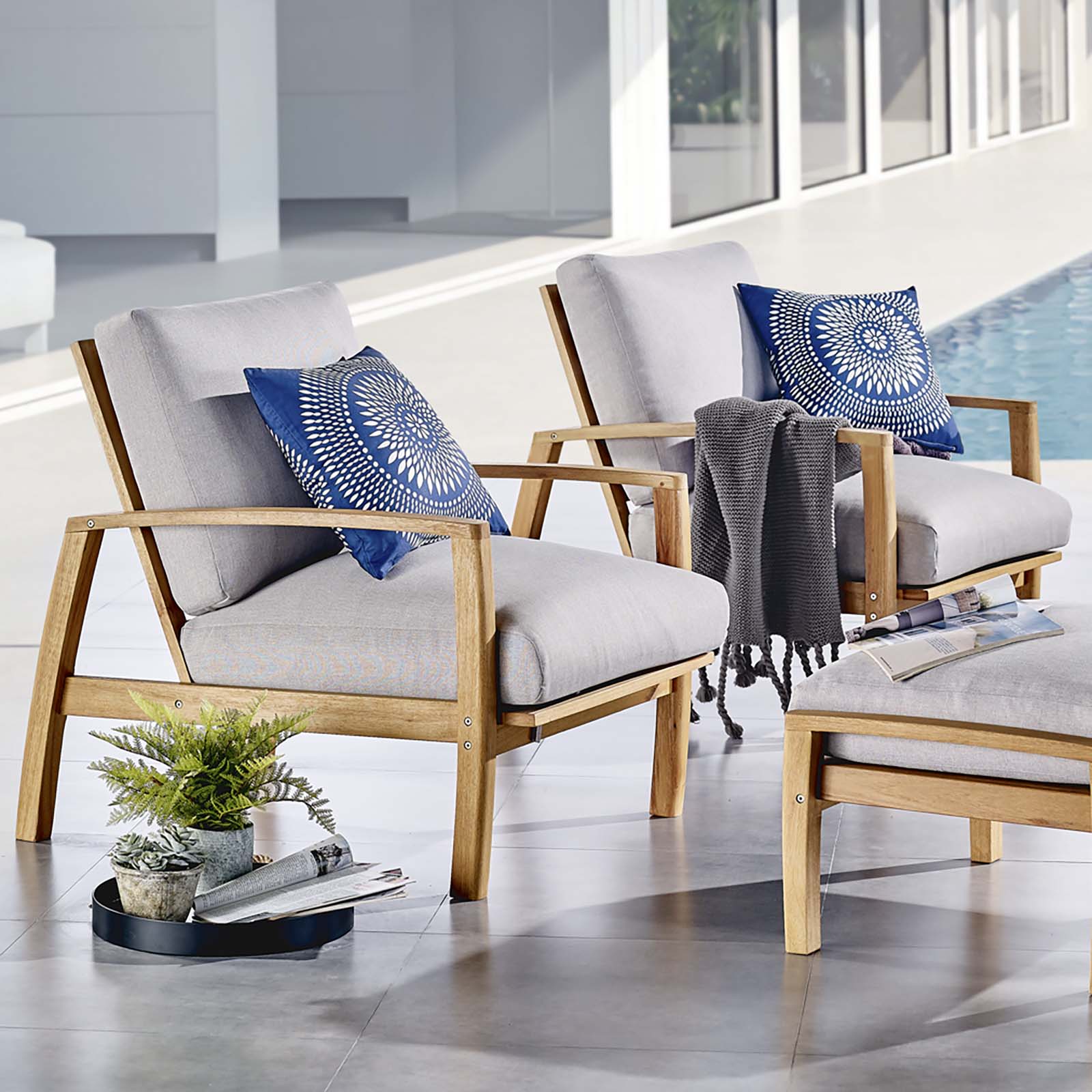 Orlean Outdoor Patio Eucalyptus Wood Lounge Armchair Set of 2 By Modway - EEI-3993 | Outdoor Chairs | Modishstore - 1