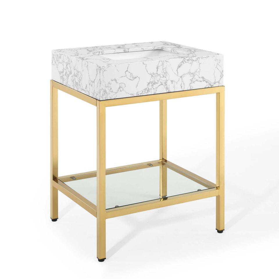 Modway Kingsley 26" Gold Stainless Steel Bathroom Vanity - EEI-3995 | Bathroom Accessories | Modishstore - 2