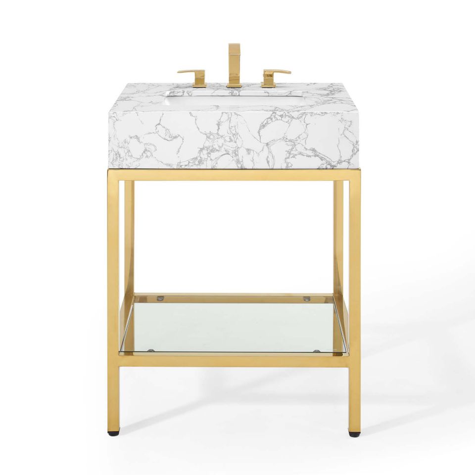 Modway Kingsley 26" Gold Stainless Steel Bathroom Vanity - EEI-3995 | Bathroom Accessories | Modishstore - 6
