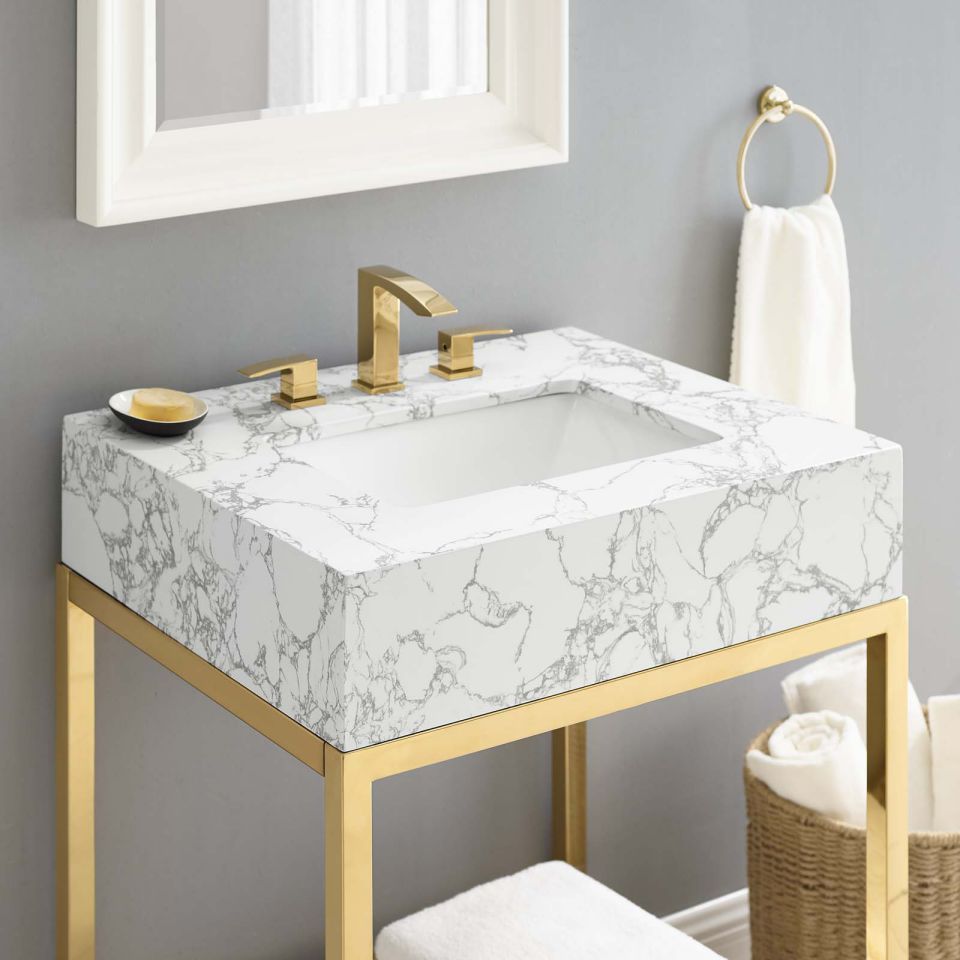 Modway Kingsley 26" Gold Stainless Steel Bathroom Vanity | Bathroom Accessories | Modishstore-9