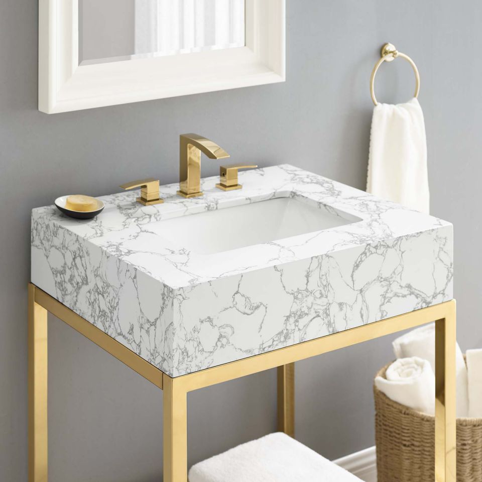Modway Kingsley 26" Gold Stainless Steel Bathroom Vanity - EEI-3995 | Bathroom Accessories | Modishstore - 9