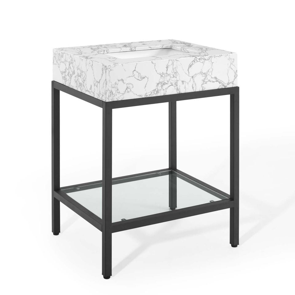 Modway Kingsley 26" Black Stainless Steel Bathroom Vanity - EEI-3996 | Bathroom Accessories | Modishstore - 2