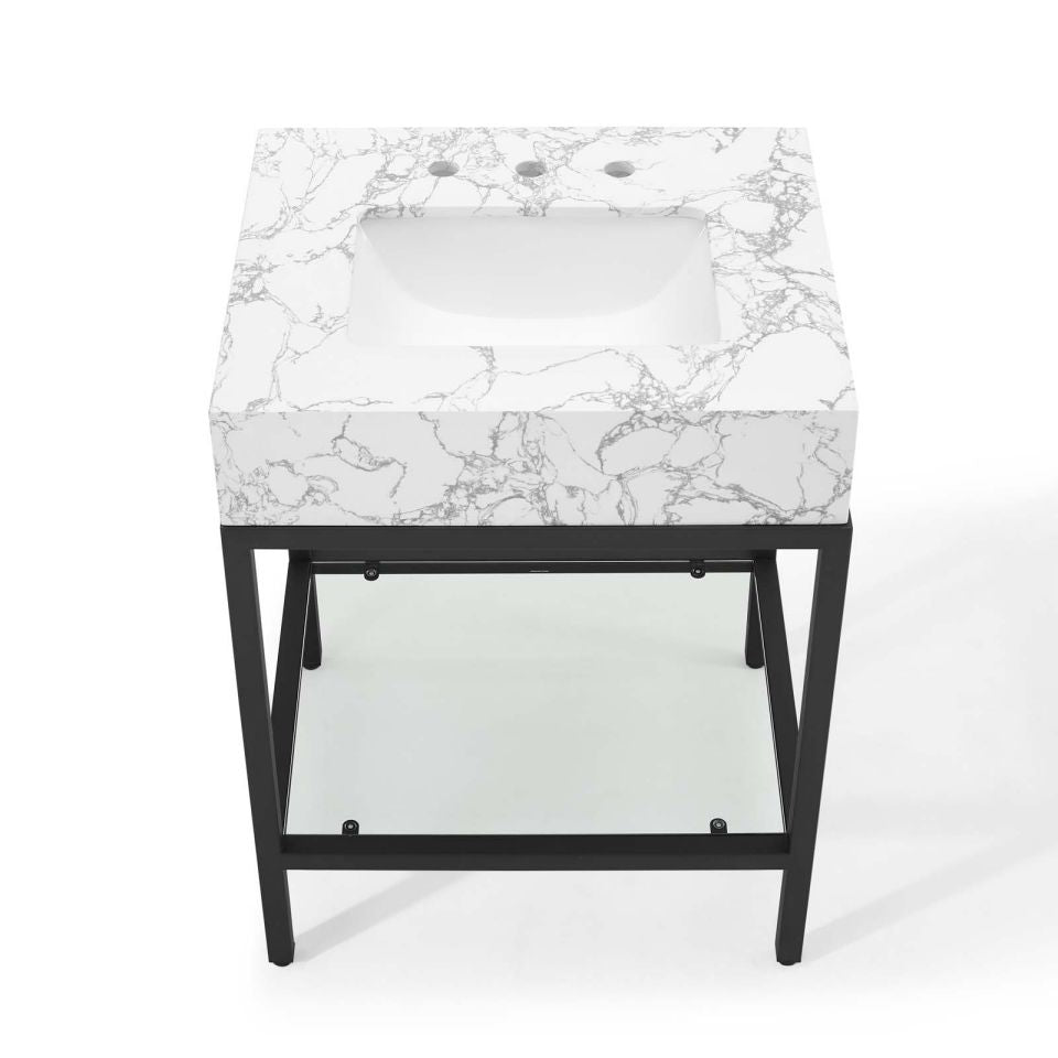 Modway Kingsley 26" Black Stainless Steel Bathroom Vanity - EEI-3996 | Bathroom Accessories | Modishstore - 4
