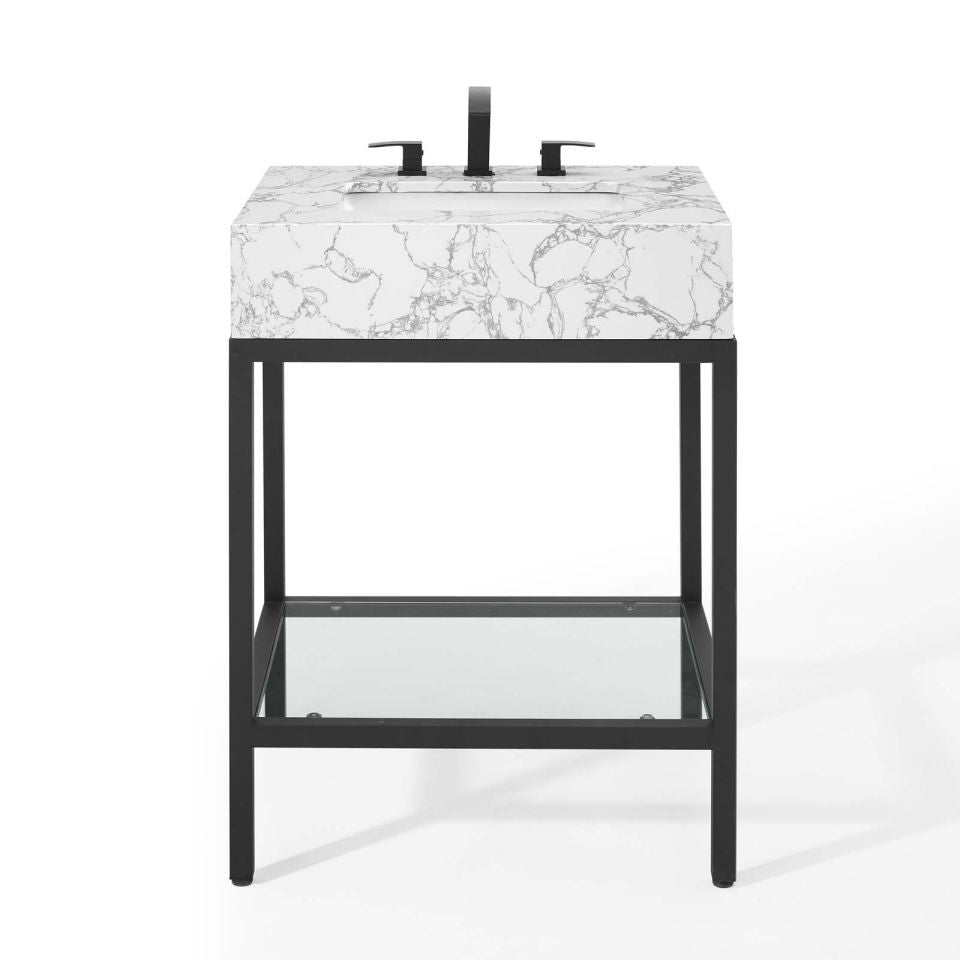 Modway Kingsley 26" Black Stainless Steel Bathroom Vanity - EEI-3996 | Bathroom Accessories | Modishstore - 6
