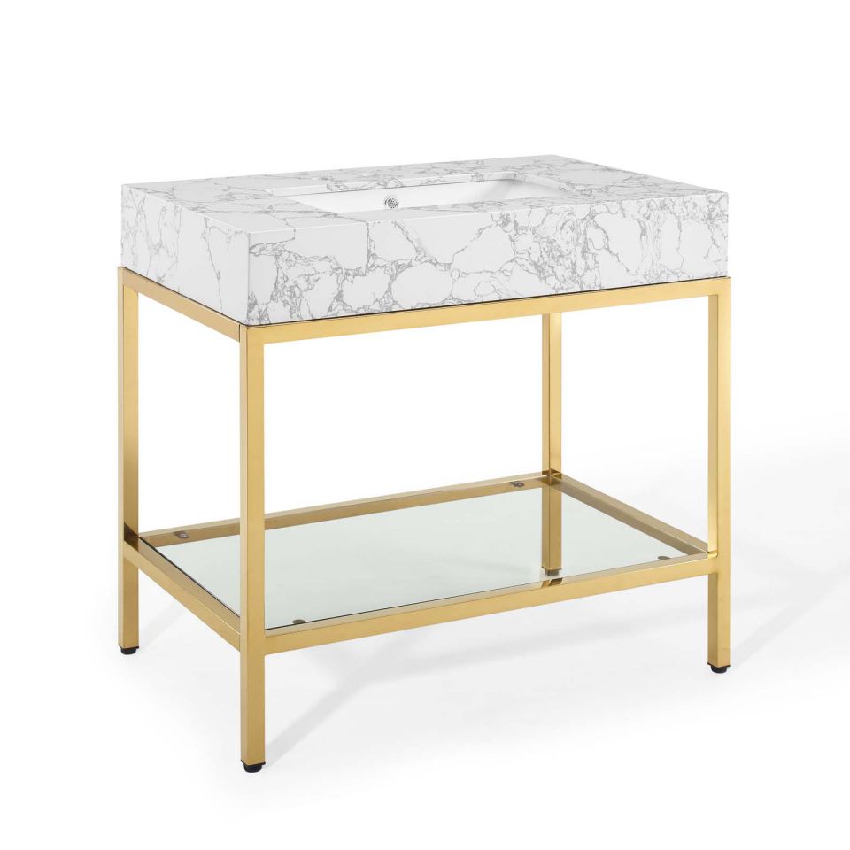 Modway Kingsley 36" Gold Stainless Steel Bathroom Vanity - EEI-3997 | Bathroom Accessories | Modishstore - 2