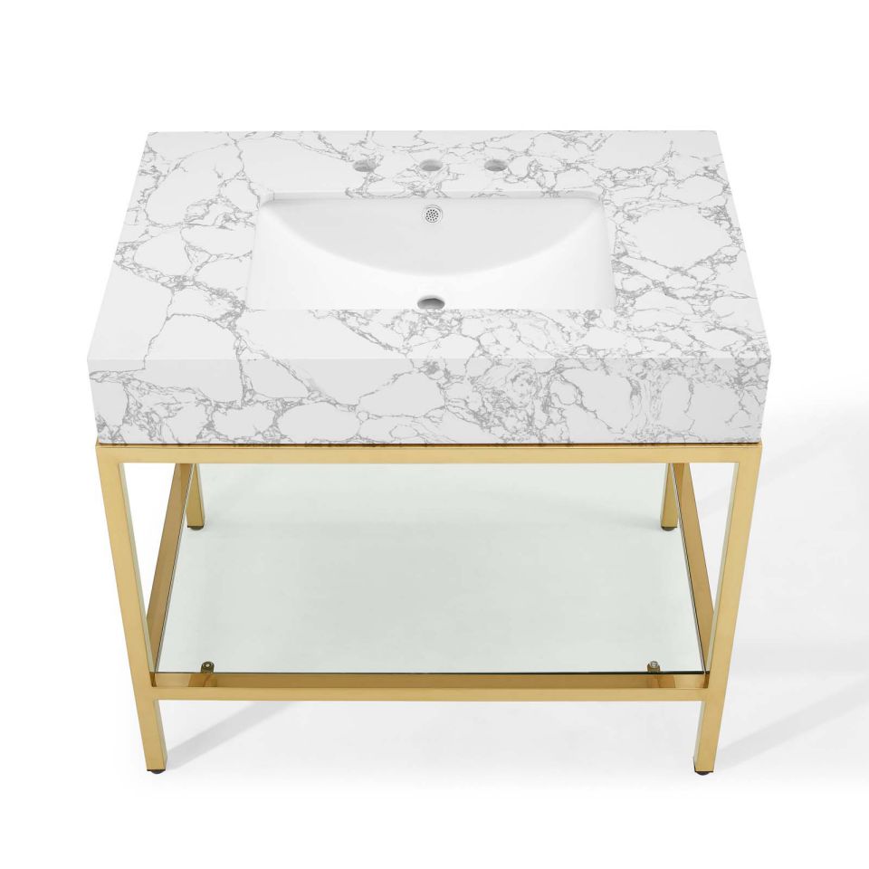 Modway Kingsley 36" Gold Stainless Steel Bathroom Vanity - EEI-3997 | Bathroom Accessories | Modishstore - 4