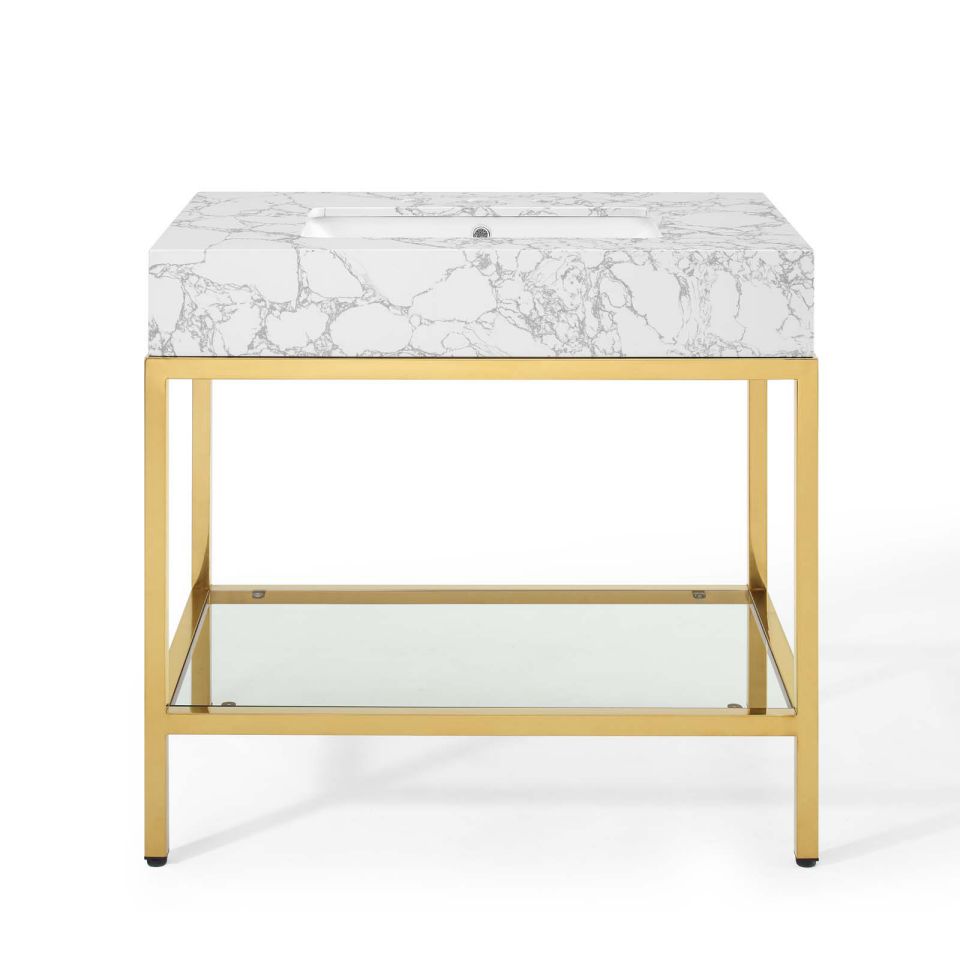 Modway Kingsley 36" Gold Stainless Steel Bathroom Vanity - EEI-3997 | Bathroom Accessories | Modishstore - 5