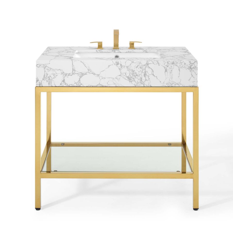 Modway Kingsley 36" Gold Stainless Steel Bathroom Vanity - EEI-3997 | Bathroom Accessories | Modishstore - 6