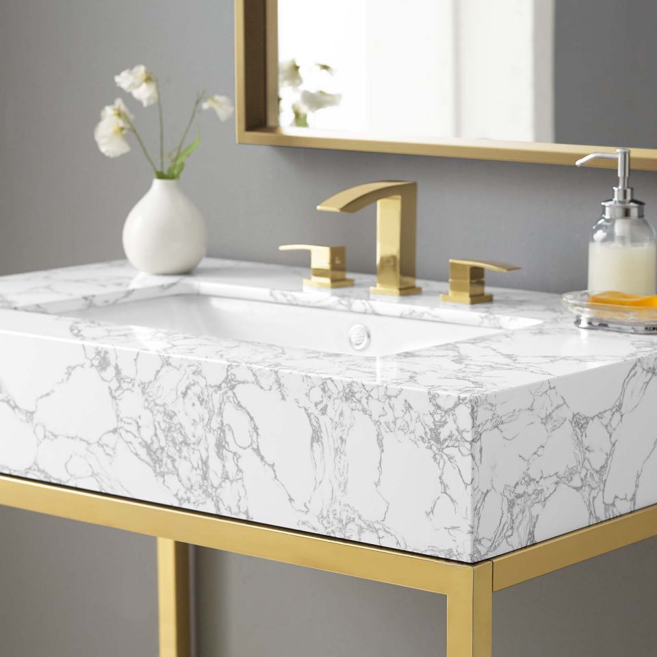 Modway Kingsley 36" Gold Stainless Steel Bathroom Vanity | Bathroom Accessories | Modishstore-9