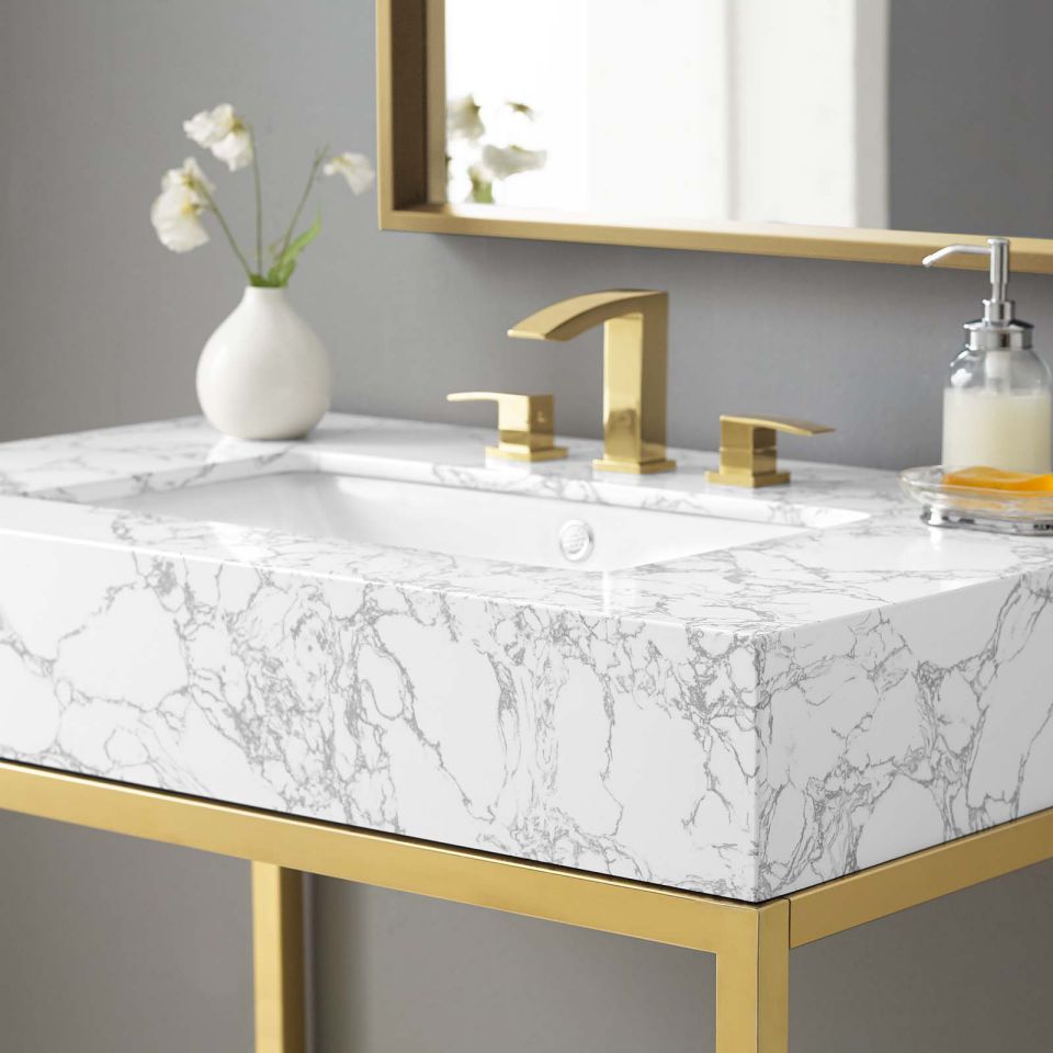 Modway Kingsley 36" Gold Stainless Steel Bathroom Vanity - EEI-3997 | Bathroom Accessories | Modishstore - 9