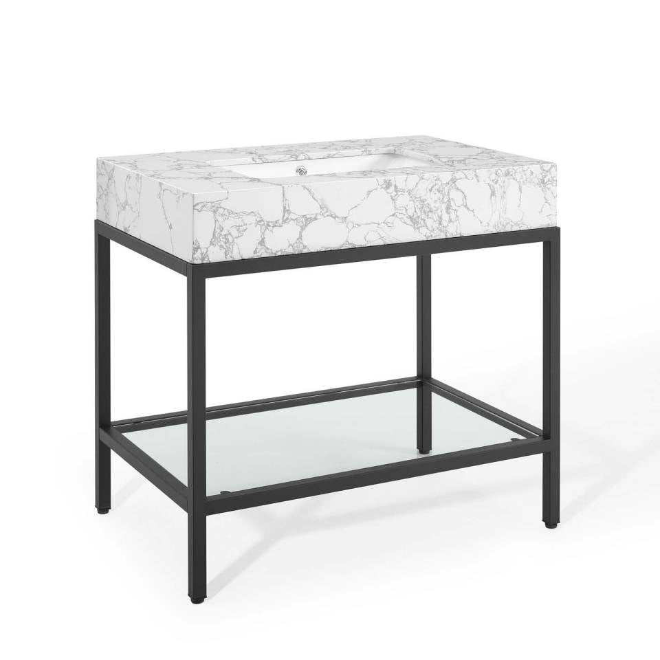 Modway Kingsley 36" Black Stainless Steel Bathroom Vanity - EEI-3998 | Bathroom Accessories | Modishstore - 2