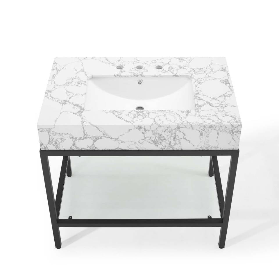 Modway Kingsley 36" Black Stainless Steel Bathroom Vanity - EEI-3998 | Bathroom Accessories | Modishstore - 4