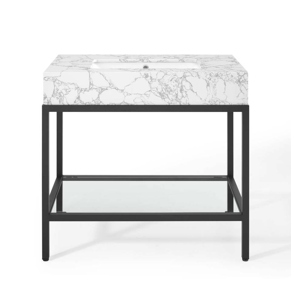 Modway Kingsley 36" Black Stainless Steel Bathroom Vanity - EEI-3998 | Bathroom Accessories | Modishstore - 5