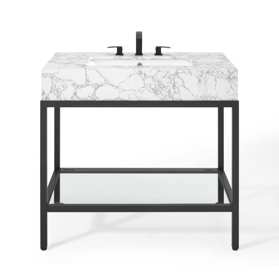 Modway Kingsley 36" Black Stainless Steel Bathroom Vanity - EEI-3998 | Bathroom Accessories | Modishstore - 6