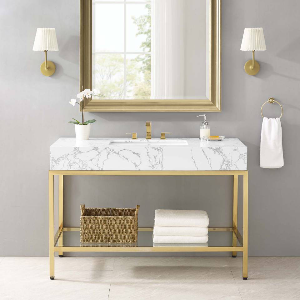 Modway Kingsley 50" Gold Stainless Steel Bathroom Vanity - EEI-3999 | Bathroom Accessories | Modishstore - 1
