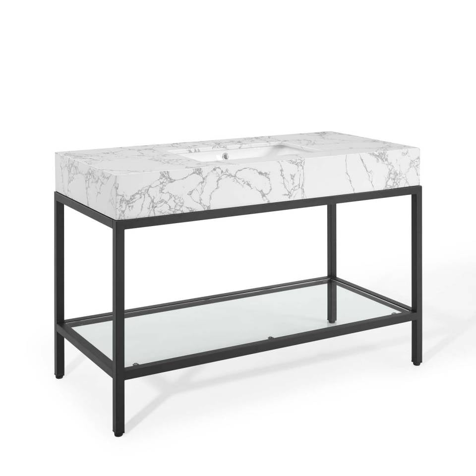 Modway Kingsley 50" Black Stainless Steel Bathroom Vanity - EEI-4000 | Bathroom Accessories | Modishstore - 2