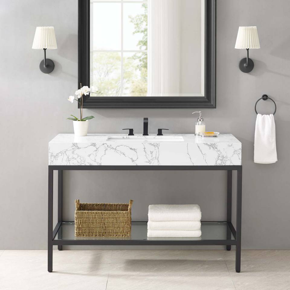 Modway Kingsley 50" Black Stainless Steel Bathroom Vanity | Bathroom Accessories | Modishstore