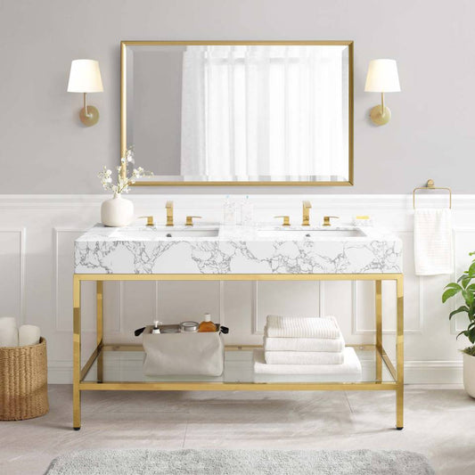 Modway Kingsley 60" Gold Stainless Steel Bathroom Vanity | Bathroom Accessories | Modishstore