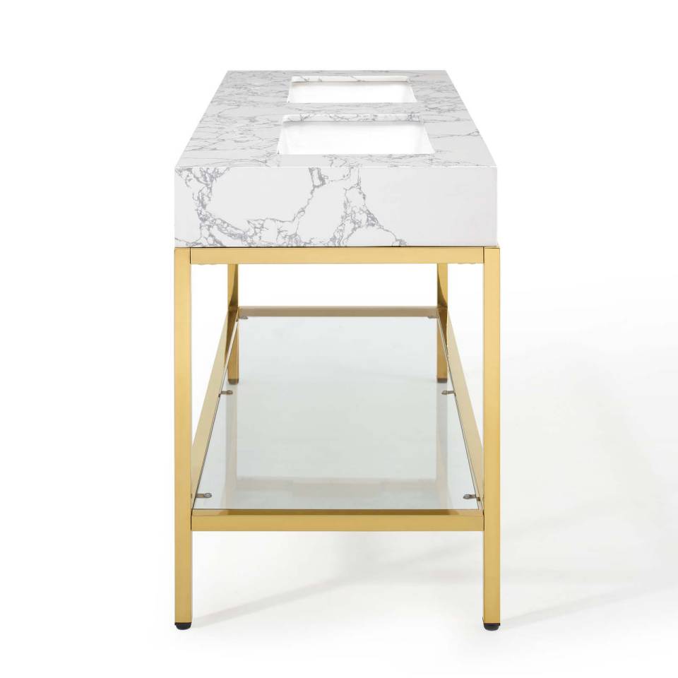 Modway Kingsley 60" Gold Stainless Steel Double Sink Bathroom Vanity - EEI-4001 | Bathroom Accessories | Modishstore - 3