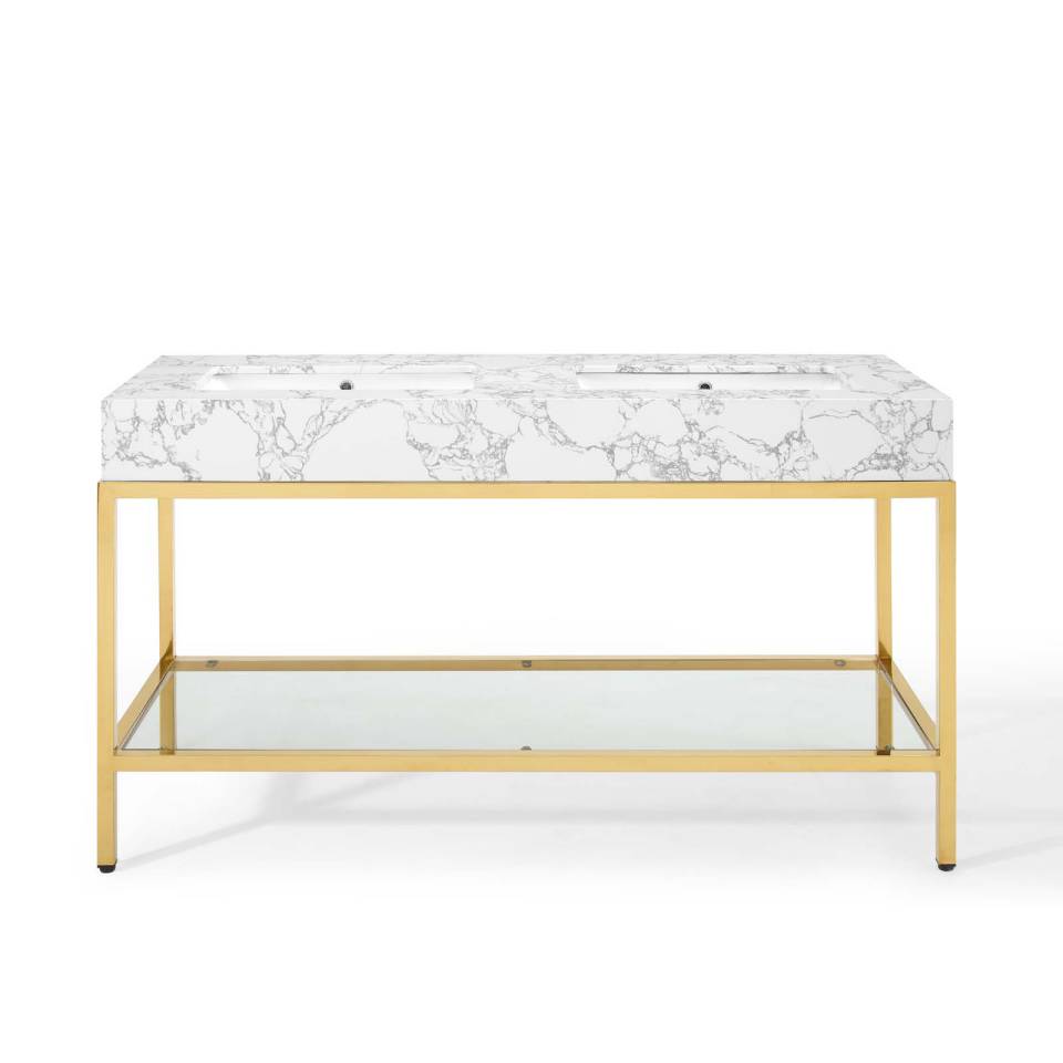 Modway Kingsley 60" Gold Stainless Steel Double Sink Bathroom Vanity - EEI-4001 | Bathroom Accessories | Modishstore - 5
