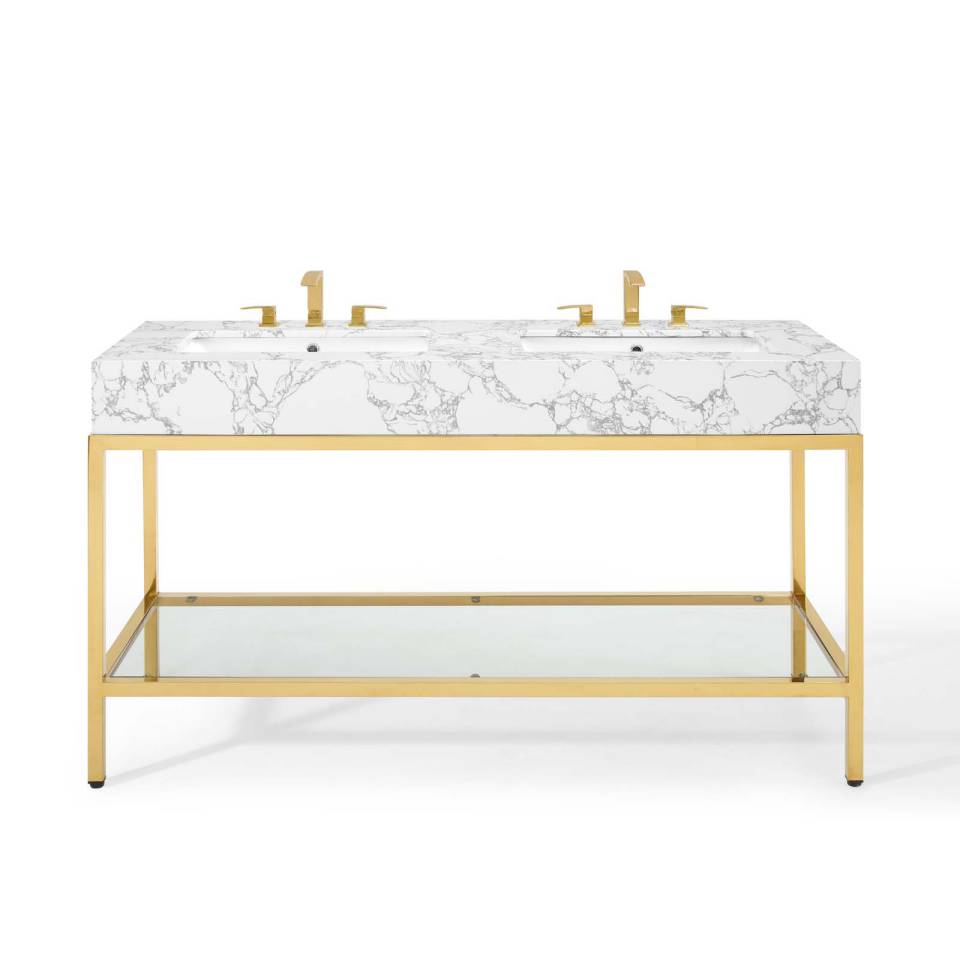 Modway Kingsley 60" Gold Stainless Steel Double Sink Bathroom Vanity - EEI-4001 | Bathroom Accessories | Modishstore - 6