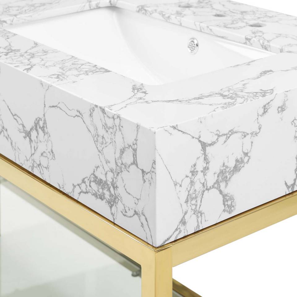 Modway Kingsley 60" Gold Stainless Steel Double Sink Bathroom Vanity - EEI-4001 | Bathroom Accessories | Modishstore - 7