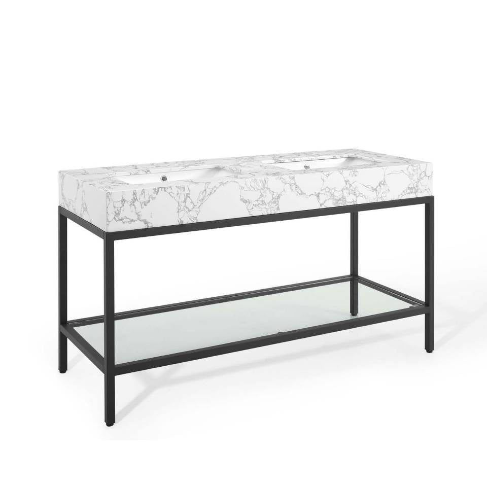 Modway Kingsley 60" Black Stainless Steel Double Bathroom Vanity - EEI-4002 | Bathroom Accessories | Modishstore - 2