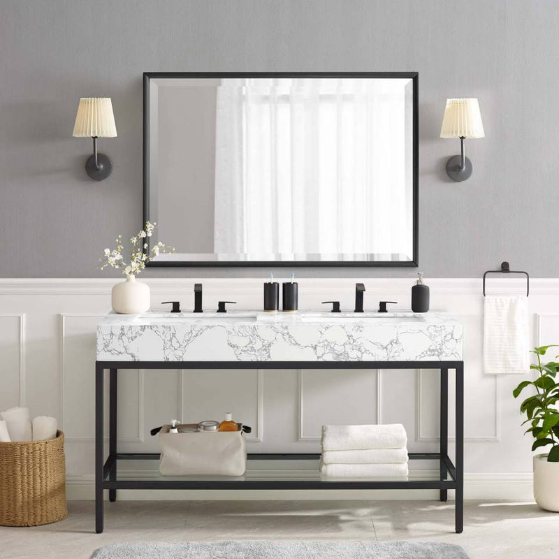 Modway Kingsley 60" Black Stainless Steel Bathroom Vanity | Bathroom Accessories | Modishstore
