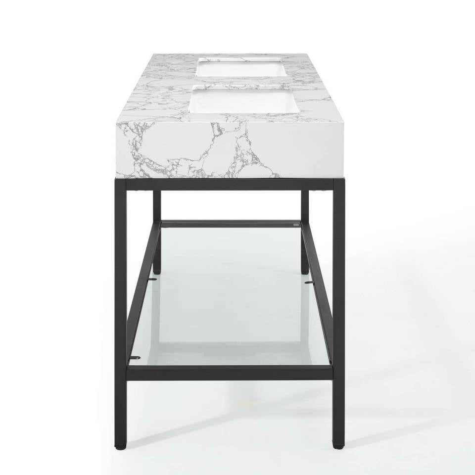 Modway Kingsley 60" Black Stainless Steel Double Bathroom Vanity - EEI-4002 | Bathroom Accessories | Modishstore - 3