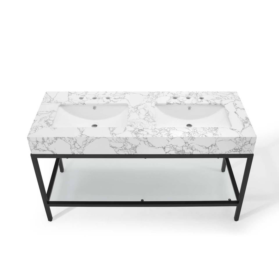 Modway Kingsley 60" Black Stainless Steel Double Bathroom Vanity - EEI-4002 | Bathroom Accessories | Modishstore - 4