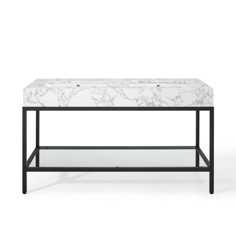 Modway Kingsley 60" Black Stainless Steel Double Bathroom Vanity - EEI-4002 | Bathroom Accessories | Modishstore - 5