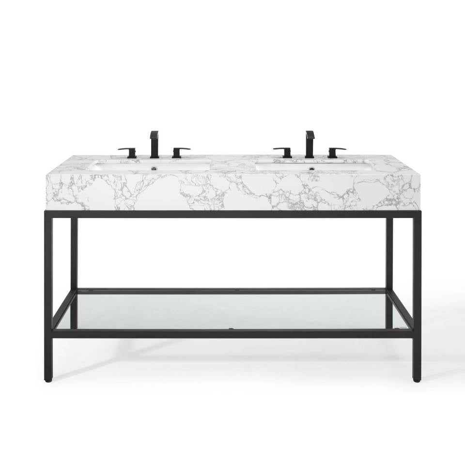 Modway Kingsley 60" Black Stainless Steel Double Bathroom Vanity - EEI-4002 | Bathroom Accessories | Modishstore - 6