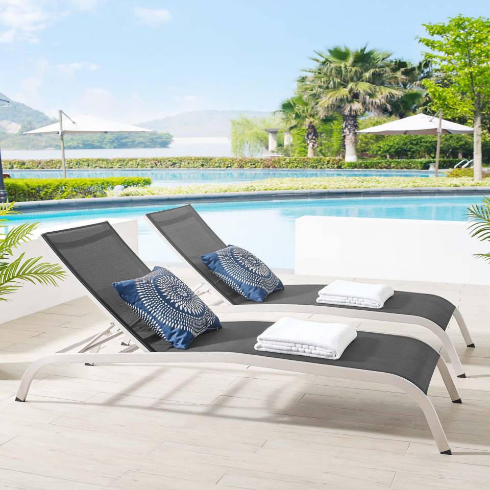 Modway Savannah Outdoor Patio Mesh Chaise Lounge Set of 2 - EEI-4005 | Outdoor Recliners & Lounge Chairs | Modishstore - 1