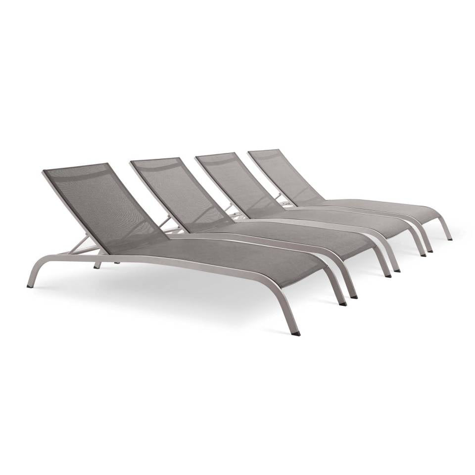 Modway Savannah Outdoor Patio Mesh Chaise Lounge Set of 4 | Outdoor Recliners & Lounge Chairs | Modishstore-6