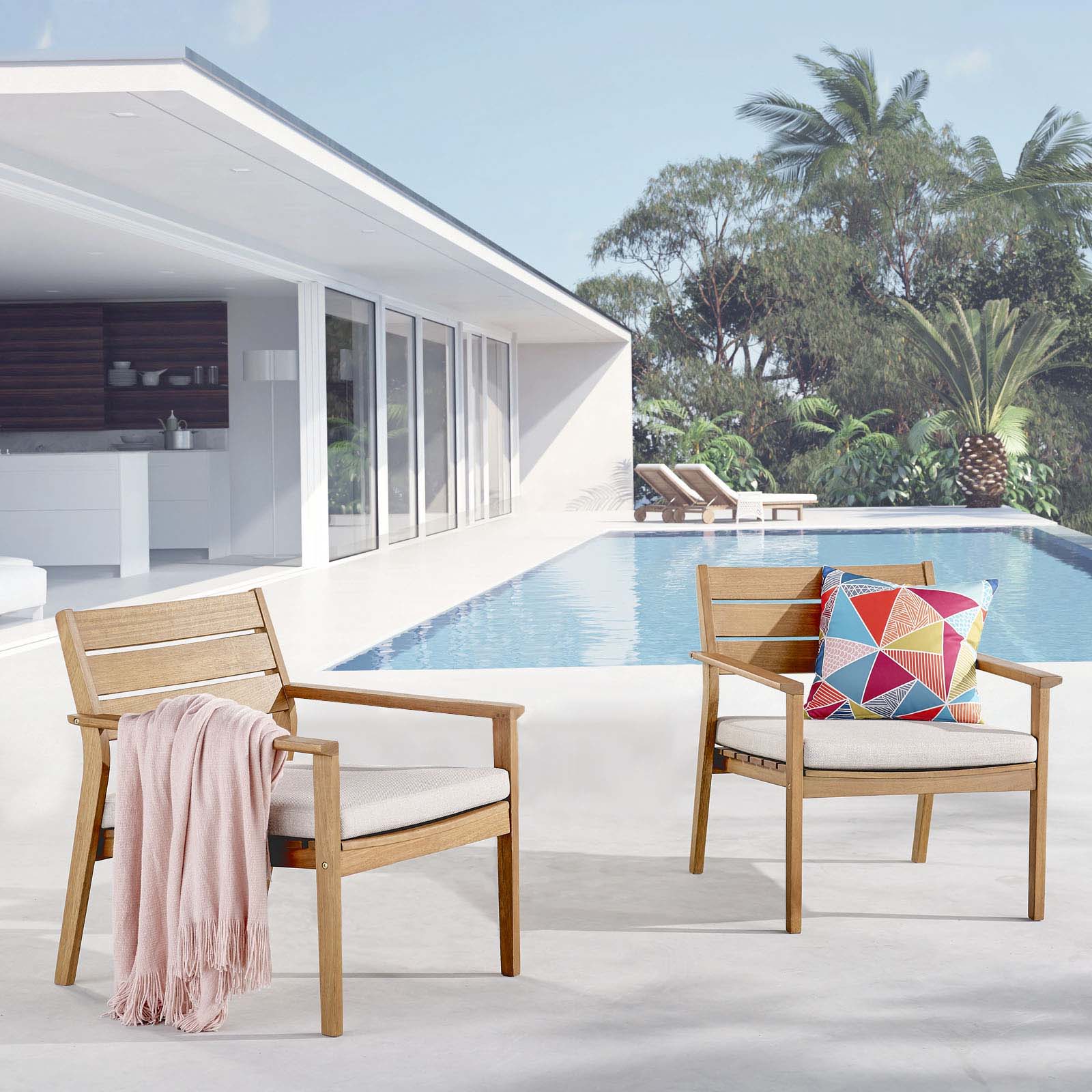 Breton Outdoor Patio Ash Wood Armchair Set of 2 By Modway - EEI-4009 | Outdoor Chairs | Modishstore - 1