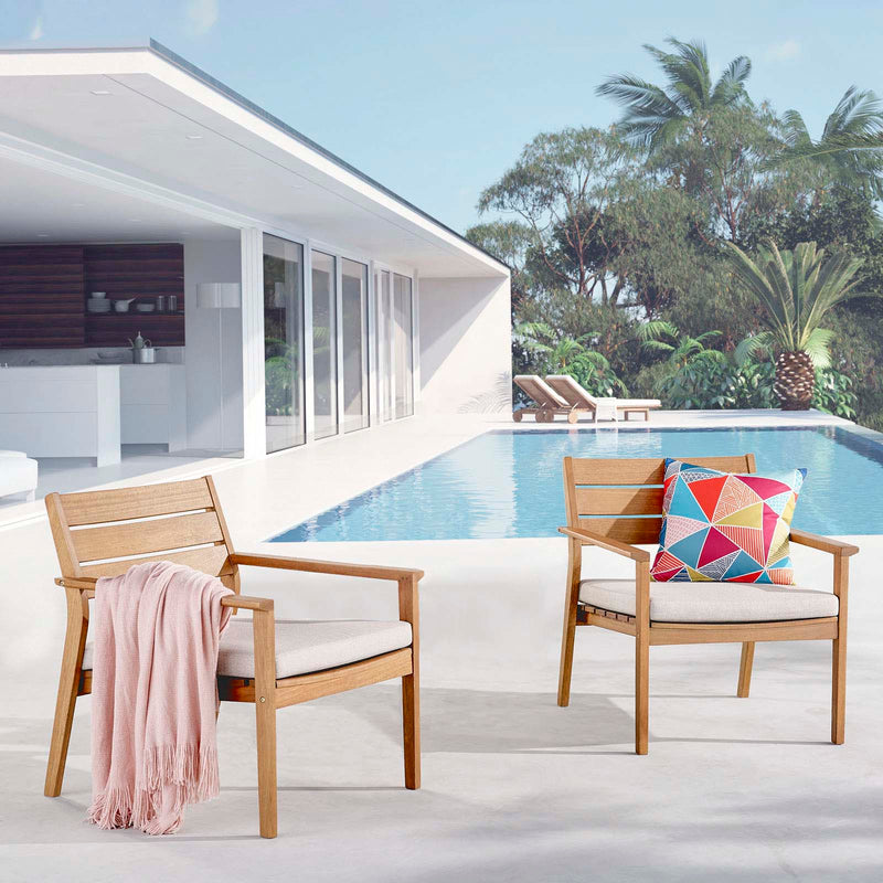 Breton Outdoor Patio Ash Wood Armchair Set of 2 By Modway - EEI-4009 | Outdoor Chairs | Modishstore - 1