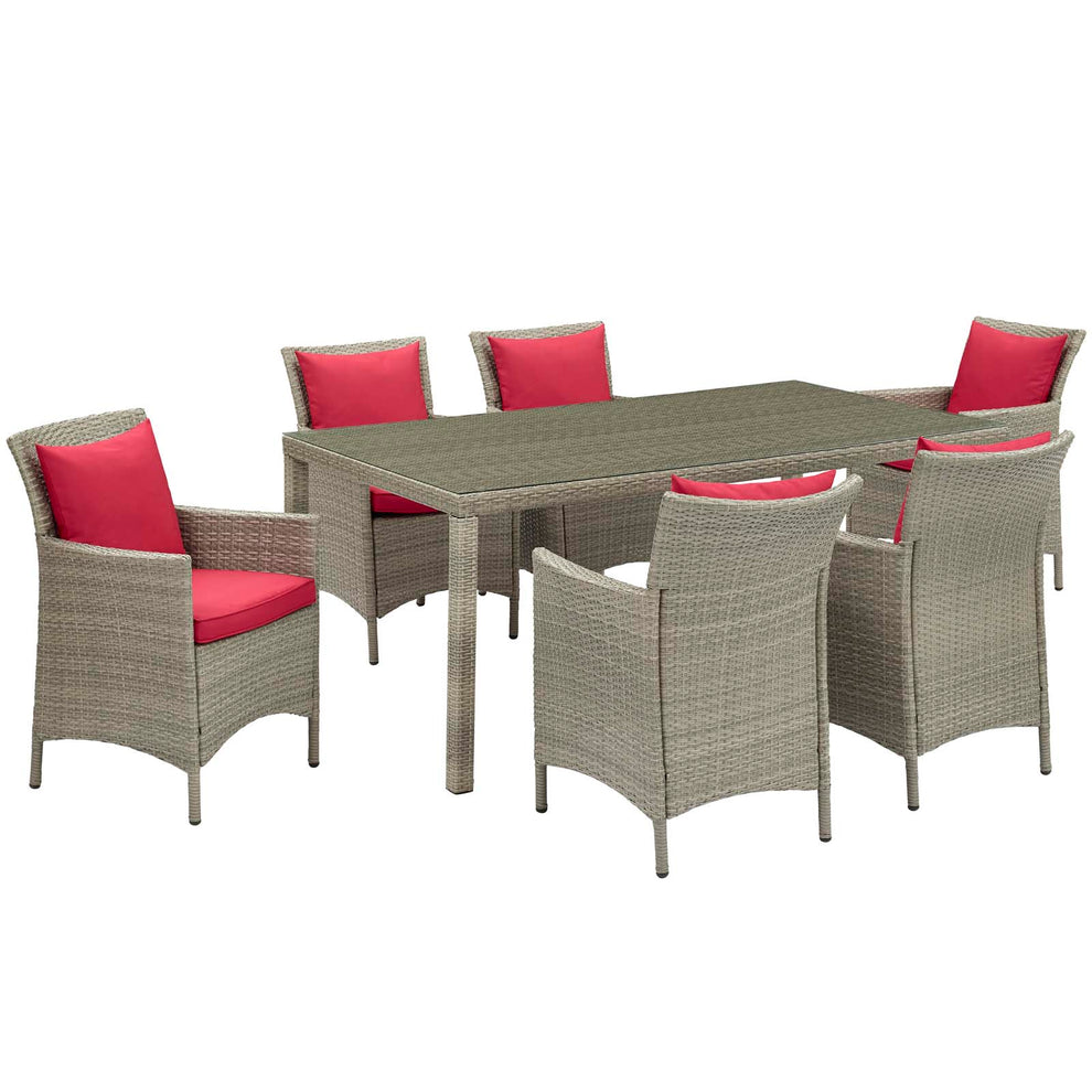Modway Conduit 7 Piece Outdoor Patio Wicker Rattan Dining Set - EEI-4015 | Outdoor Dining Sets | Modishstore - 7