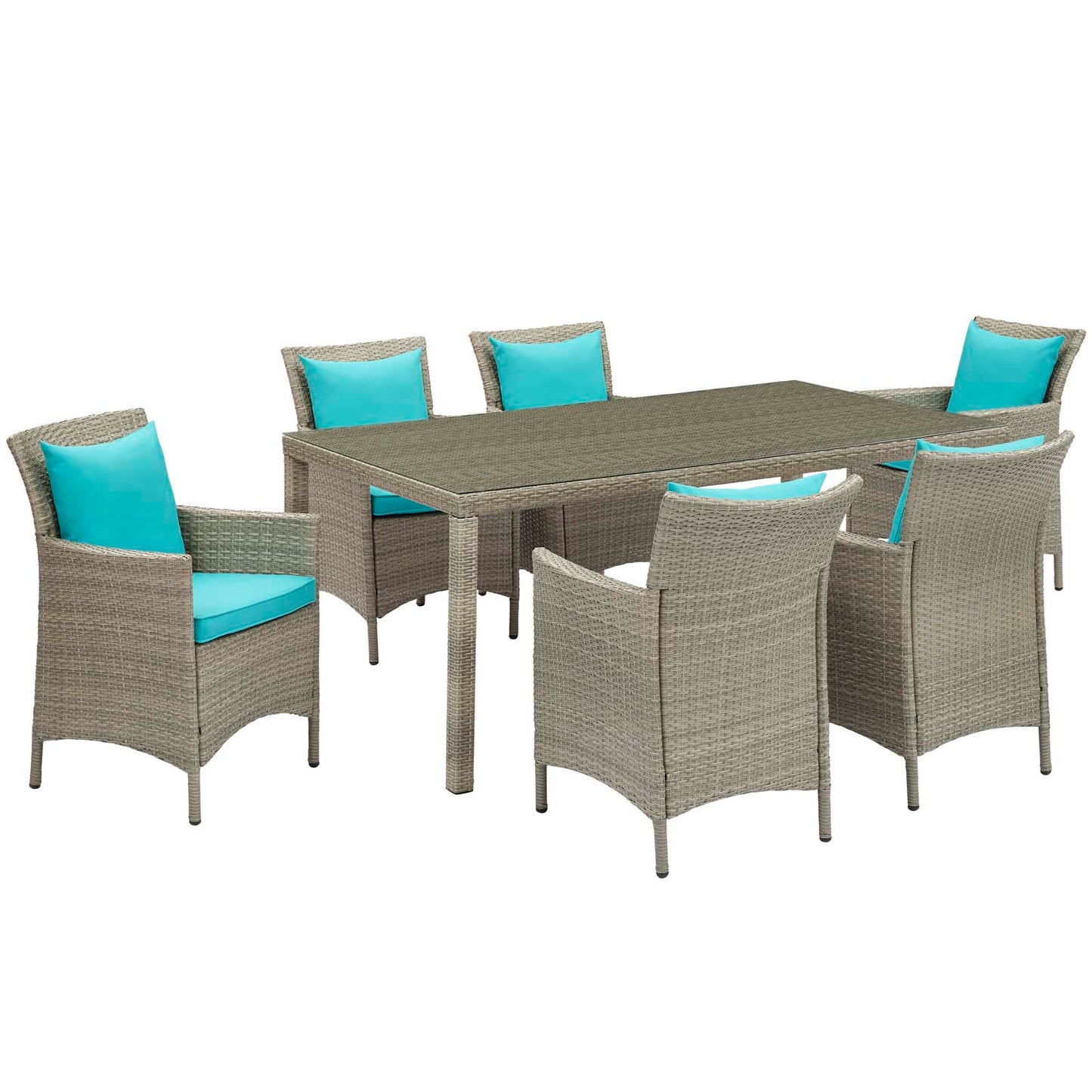 Modway Conduit 7 Piece Outdoor Patio Wicker Rattan Dining Set - EEI-4015 | Outdoor Dining Sets | Modishstore - 8