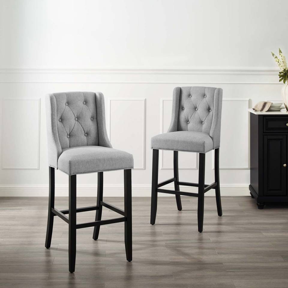 Modway Baronet Bar Stool Upholstered Fabric Set of 2 - EEI-4022 | Bar Stools | Modishstore - 1