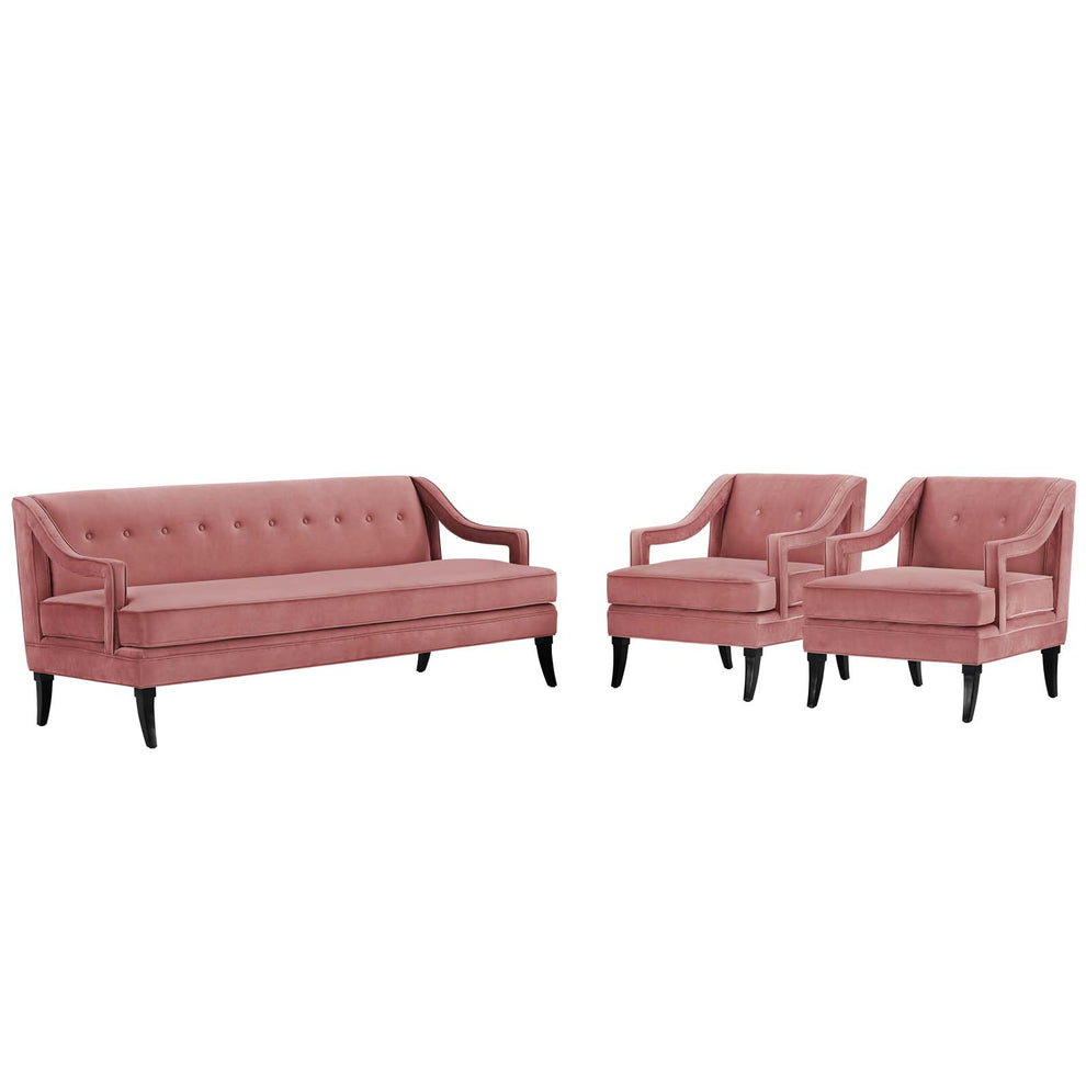 Concur Living Room Set Performance Velvet Set of 3 By Modway - EEI-4025 | Sofa Set | Modishstore - 2